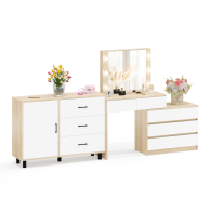 Туалетные столики, Угловой туалетный столик с подсветкой 110 и тумба-комод дверка и 3 ящика 122-1204