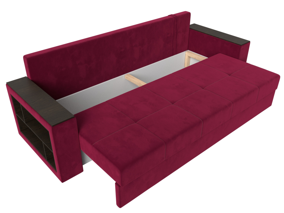 Диваны кровати со спальным местом, Диван прямой Дубай Лайт полки слева, микровельвет