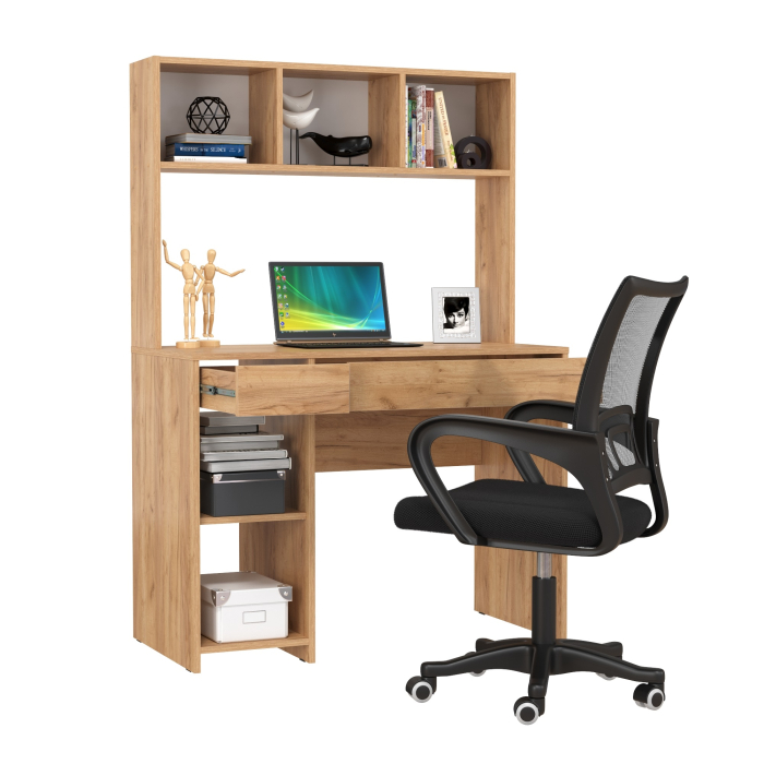 Прямые компьютерные столы, Компьютерный стол Моби Комфорт 12.77F с компьютерным креслом 103 чёрного цвета