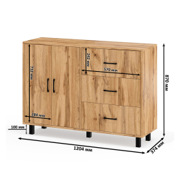 Комод-тумба две дверки и три ящика РВК 123-1204