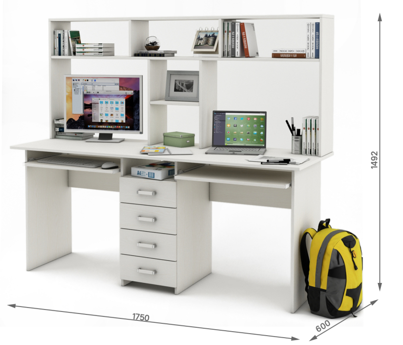 Прямые, Письменный стол Лайт-11К с надстройкой