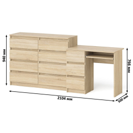Комод Мори 1200-8 и стол компьютерный МС-6 3 ящика слева