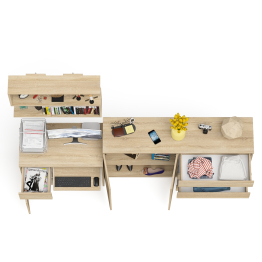 Стол компьютерный дверка и выдвижной ящик слева с комодом МК1600.1 и полкой Мори 900