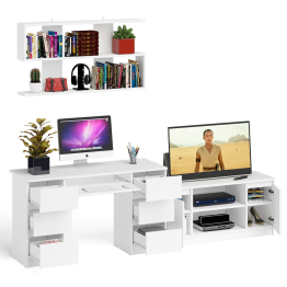 Письменный стол Мори МС-2 с ТВ-тумбой 1200 и навесной полкой 1200