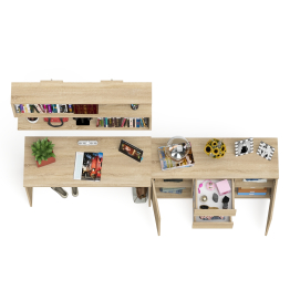 Стол письменный Мори 1200 с открытой полкой и тумбой-комодом