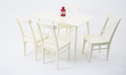 Стол Монте 120 слоновая кость со стульями Ингольф слоновая кость