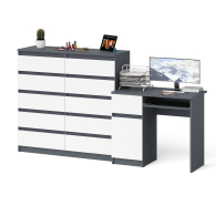 Домашние кабинеты, Комод Мори МК1200 на 10-ть ящиков и компьютерный стол МС-1 левый