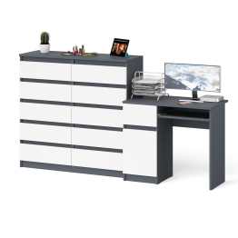 Комод Мори МК1200 на 10-ть ящиков и компьютерный стол МС-1 левый