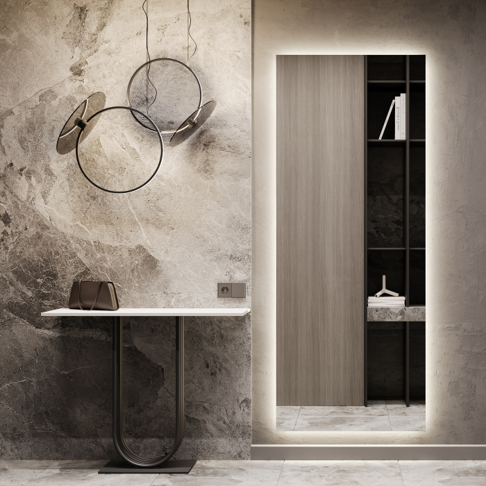 Зеркала в спальню, Прямоугольное зеркало большое 199х79 см, с нейтральной подсветкой HALFEO Slim NF LED XL