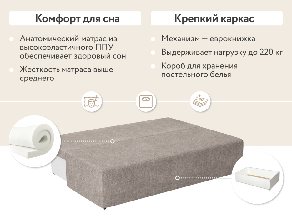 Диваны еврокнижки, Диван прямой  Каир, рогожка