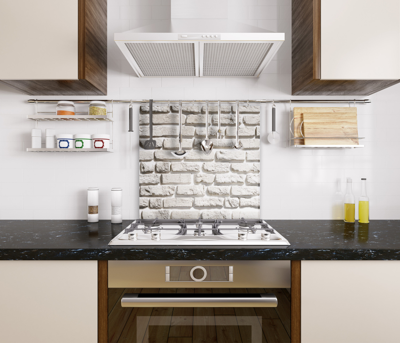 Стеновые панели, Интерьерная панель из стекла 500*600*6 мм MGF56_белый_кирпич