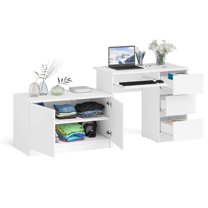 Прямые компьютерные столы, Тумба Мори МА900.1 и стол компьютерный МС-6 ящики справа