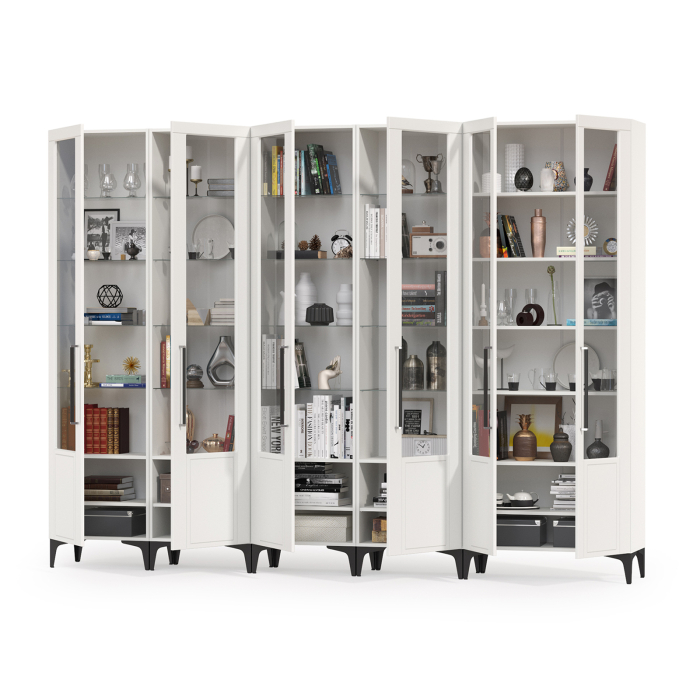 Стенки для гостиной, Библиотека 091 белая Валенсия № 133