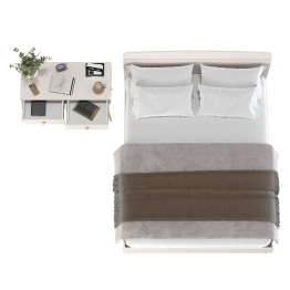 Стол на ножках с ящиками и двуспальная кровать Афина 1600