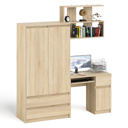 Стол компьютерный с ящиком МС-1 правый с навесной полкой и шкаф-комод МШ900.1 Мори