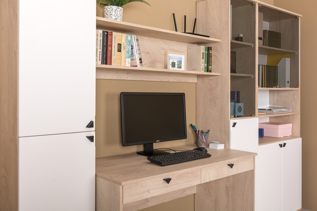 Детские комнаты, Рабочий стол с полкой и шкафом Бостон № 37