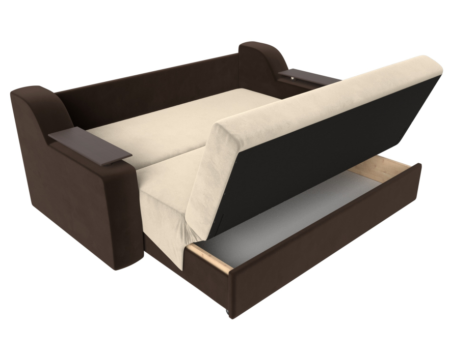 Диваны с ящиком для белья, Прямой диван аккордеон Сенатор 140, микровельвет