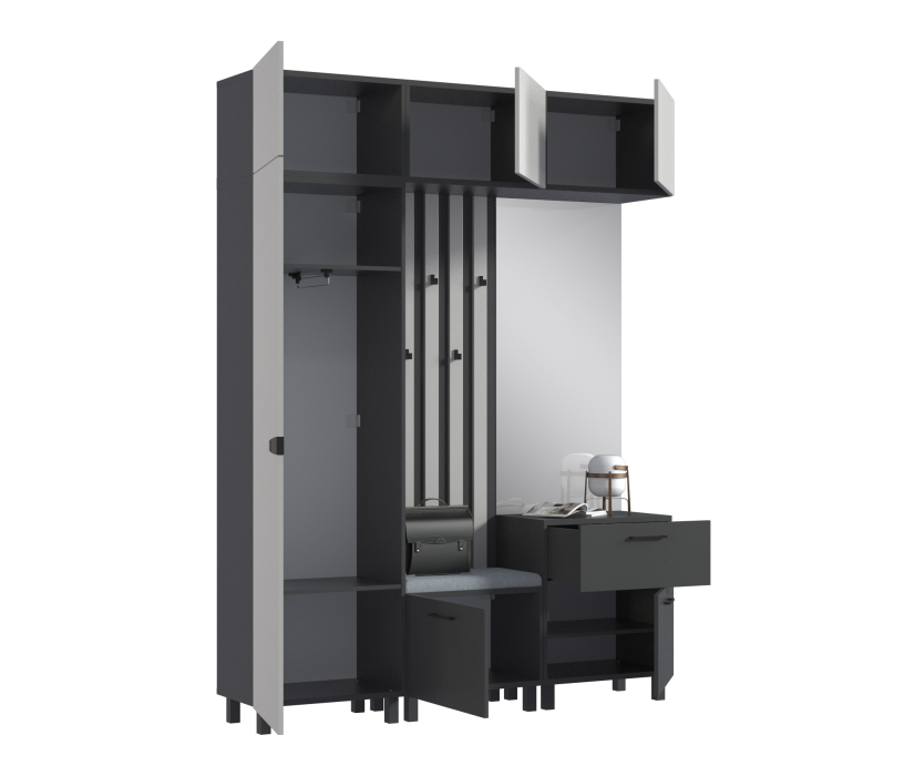 Прихожие, Прихожая Тренд Диамант серый/Джаз светло-серый