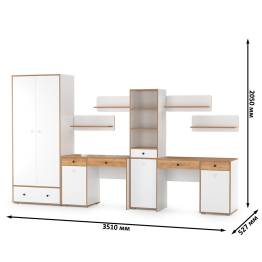 Набор мебели для молодёжной комнаты для двоих детей Вуди № 31