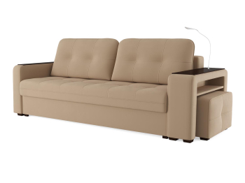 Диван-кровать прямой Smart 4 пуф справа Велюр