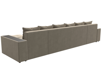 П-образный диван Дубай полки слева, микровельвет