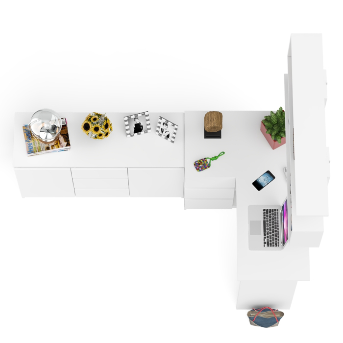 Домашние кабинеты, Угловой компьютерный стол Мори МС-16 левый с верхней полкой и тумбой-комодом 1200-3