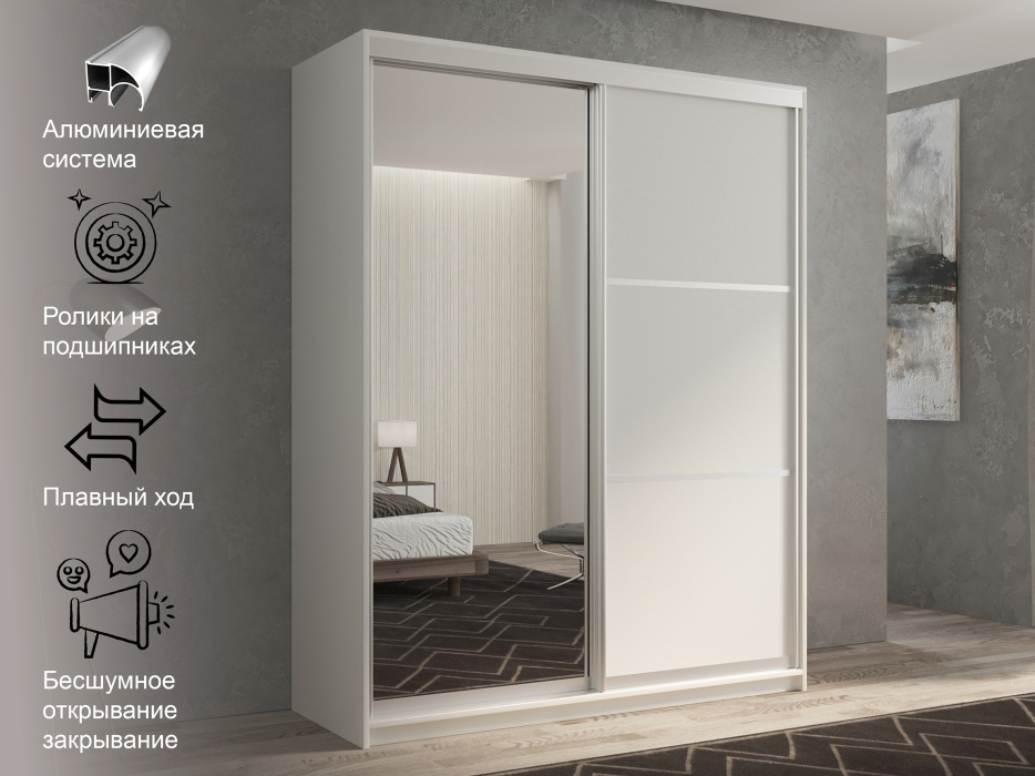 Шкафы-купе 2-х дверные, Шкаф-купе 2х дверный Кааппи 2 160х45