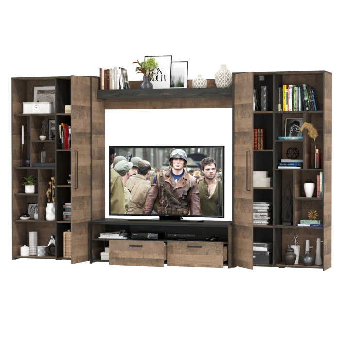 Стенки для гостиной, Большая стенка в гостиную в лофт стиле Трувор № 75