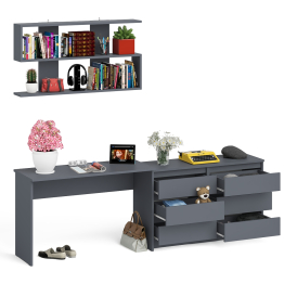 Мори стол письменный 1200.1 с полкой 1200 и широким комодом