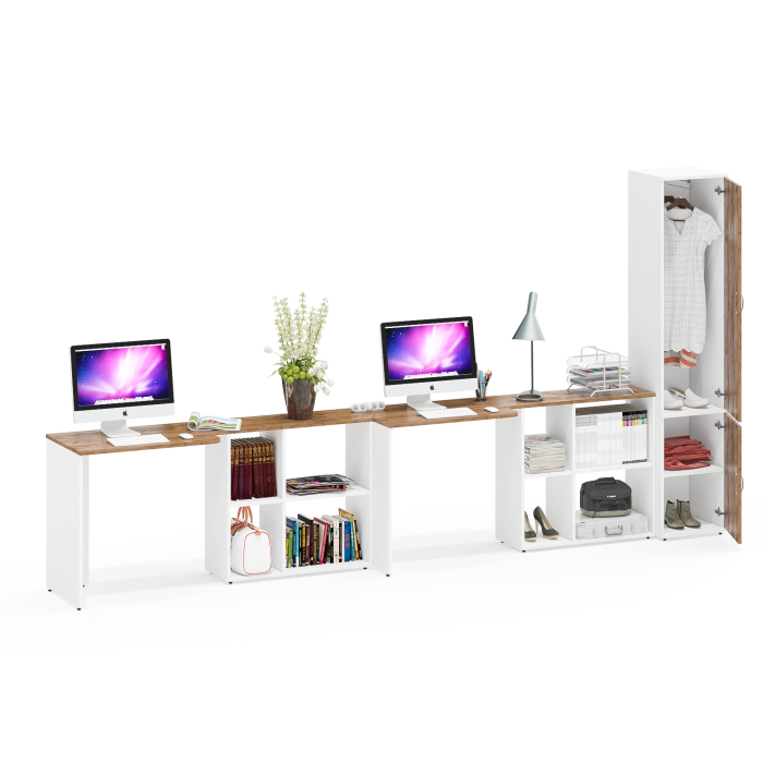 Домашние кабинеты, Два письменных стола и пенал для одежды Лидер-8