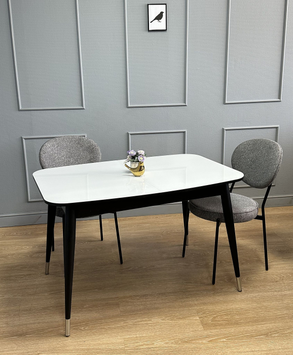 Обеденные столы, Стол Kenner K1200 раздвижной, стекло белое глянец