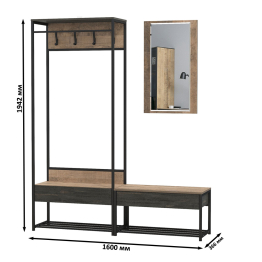 Прихожая 15.120 с зеркалом и тумбой для обуви с сиденьем Трувор
