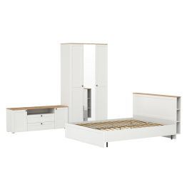 Спальня из кровати Остин 11.53 с основанием 1600 и 3-х дверного шкафа для одежды и ТВ-тумбы 16.47