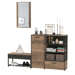 Комод с нишами и ящиком с обувницей с сиденьем и зеркалом Трувор