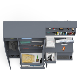 Широкий шкаф-комод Мори МШ1200.1 с письменным столом МС-1 левый и полкой на 900