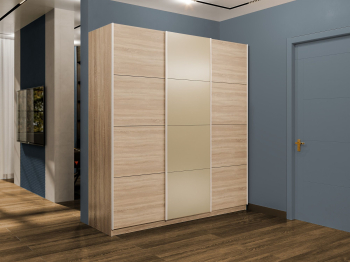 Шкаф-купе Эста 3-х дверный ДСП/Стекла фисташка/Доводчик 240х66х240