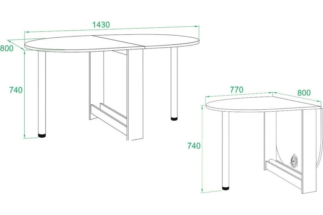 Обеденные столы, Стол раскладной овальный