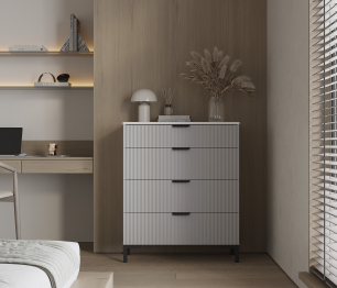 Комод Тренд СБ-3444 4 ящика Белый Альпийский/МДФ Джаз Серый