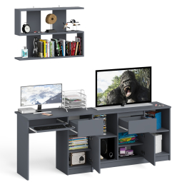 Открытая полка Мори 900 с компьютерным столом МС-1 правый и тумбой 1204-1