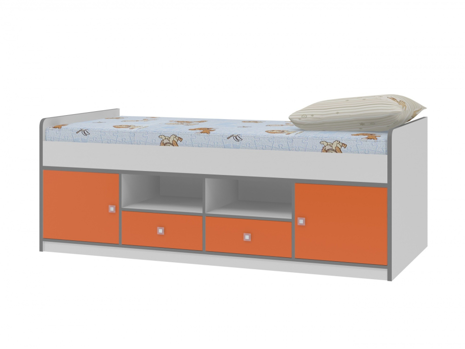 Кровати одноярусные, Кровать ДЕЛЬТА Сильвер 19.01 (Белый /кромка серая)