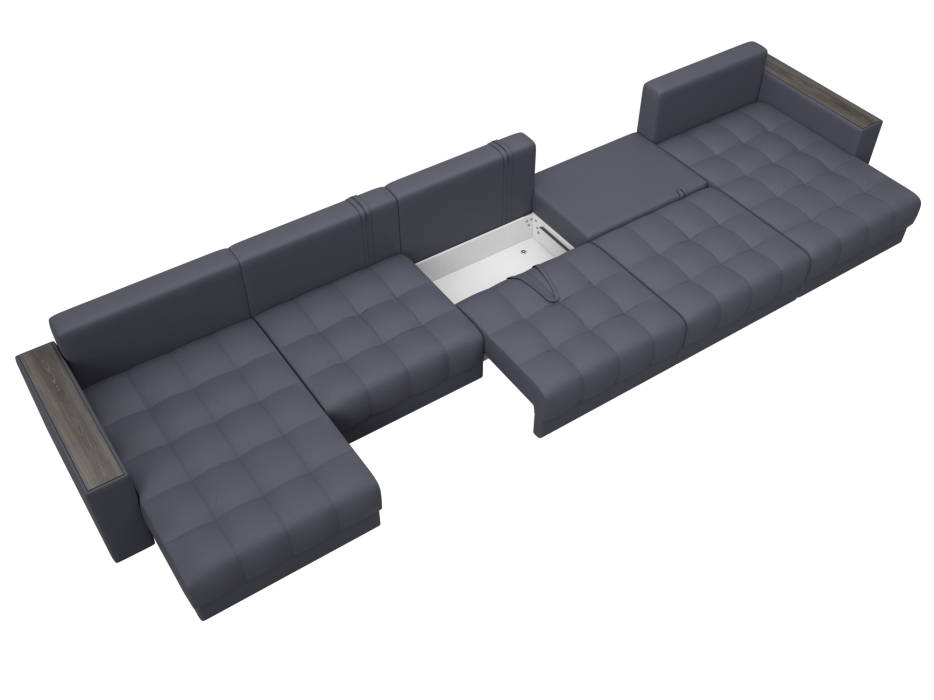 Диваны еврокнижки, Диван П-образный с декором Лига-049 НПБ Мегалонг, экокожа GRIFON