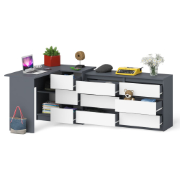 Комод Мори 1200 6 ящиков и компьютерный угловой стол МС-16 правый