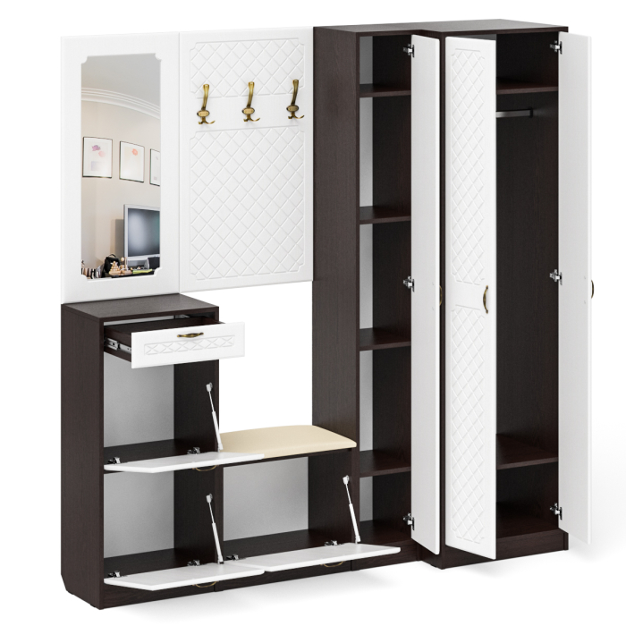 Прихожие, Полный набор мебели для прихожей П-6 компоновка № 31 МДФ фрезеровка ромб