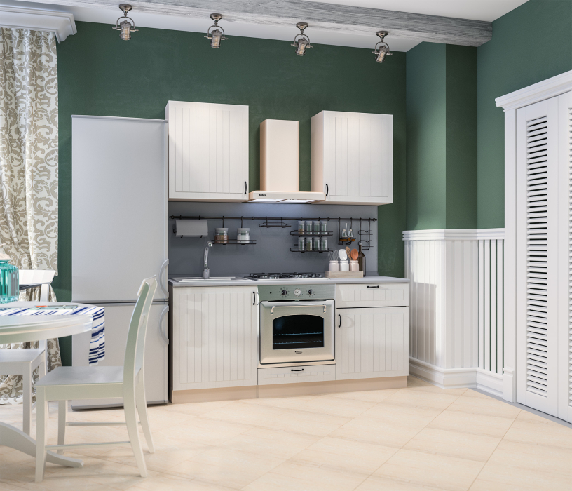 Кухонные гарнитуры, Кухонный гарнитур Регина 1,8м (Прованс) Сандал Белый со столом под духовку