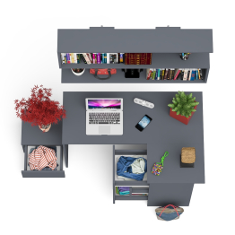 Стол угловой компьютерный МС-16 Мори правый с полкой верхней на 1200 и тумбой ТМП400