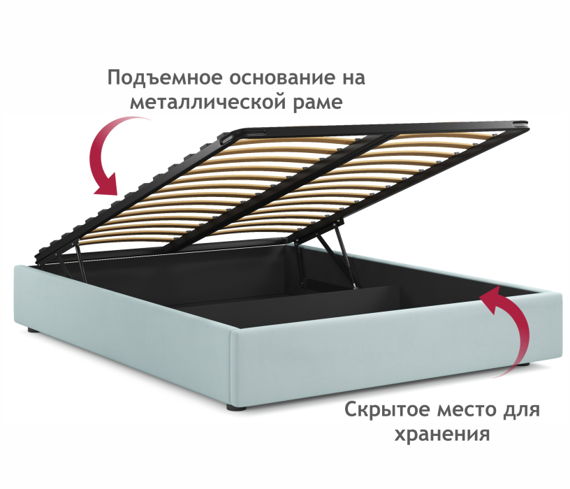 Мягкая кровать, Мягкая кровать-софа без изголовья Base 1600 с подъемным механизмом
