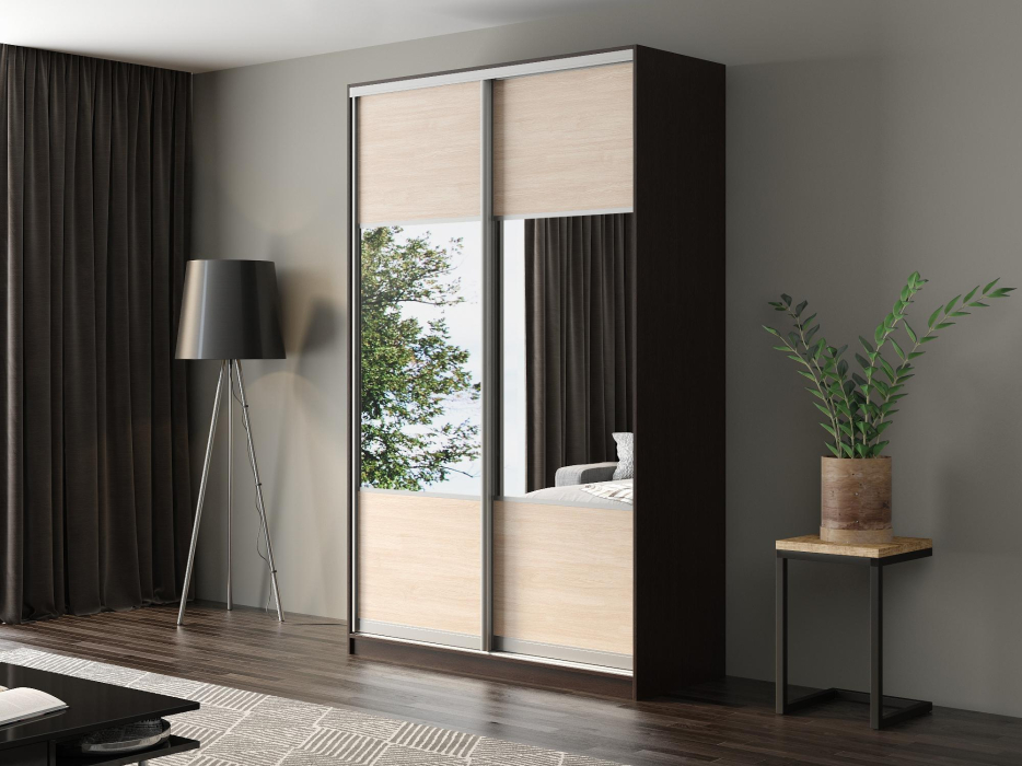 Шкафы-купе, Шкаф-купе Айсберг 140 ВЕНГЕ (шамони светлый/комбинированный)