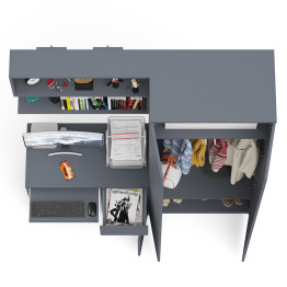 Компьютерный стол однотумбовый правый с ящиком и верхней полкой и платяной шкаф Мори МШ8001