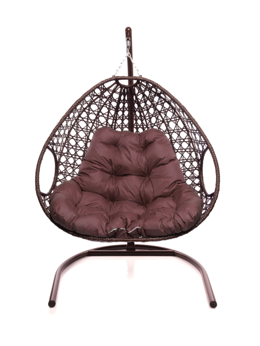 Кресла, Подвесное кресло ДЛЯ ДВОИХ ЛЮКС с ротангом коричневое