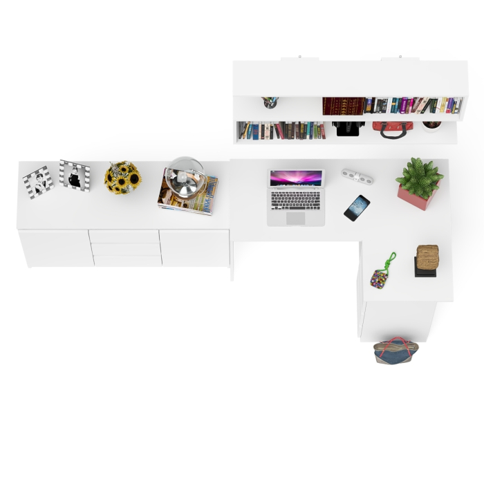 Домашние кабинеты, Стол компьютерный угловой МС-16 правый с навесной полкой и тумбой МК-1200.3 Мори